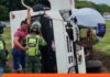 Camión tipo cava volcó en la ARC a la altura de San Joaquín camión volcó ARC
