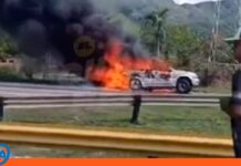Incendio de vehículo en la ARC tramo Carabobo deja lesionados este viernes 12 de junio