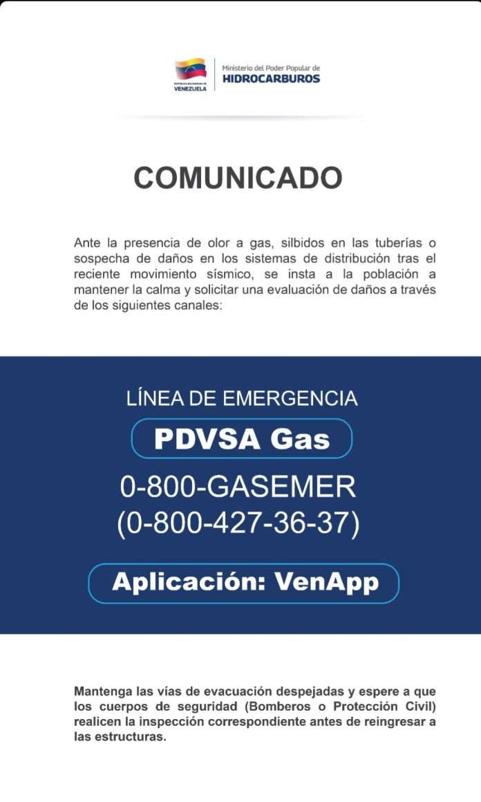 línea de emergencia reportar fugas de gas