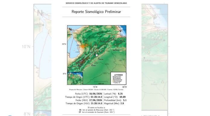 Sismo de magnitud 4,5 sacude el estado Portuguesa este miércoles 17 de junio sismo Portuguesa