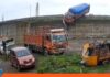 India camión caída paso elevado