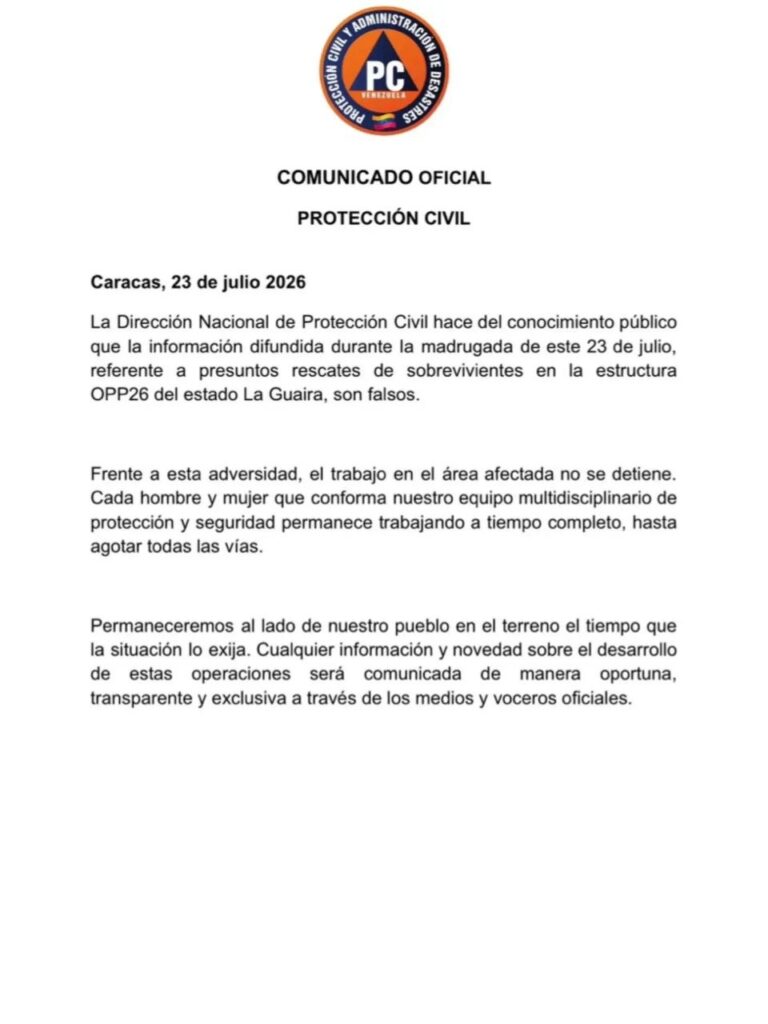 Protección Civil desmiente rescate OPP26