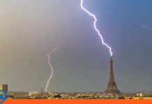 Impresionante rayo impacta la Torre Eiffel durante una tormenta eléctrica en París Rayo Torre Eiffel