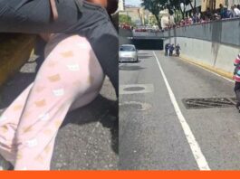 Réplica Caracas caída mujer un muro