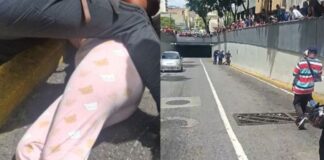 Réplica Caracas caída mujer un muro