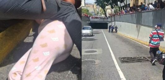 Réplica Caracas caída mujer un muro