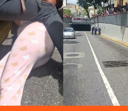 Réplica Caracas caída mujer un muro