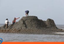 Aparece volcán de lodo de cuatro metros de altura al sur de Trinidad Volcán de lodo sur de Trinidad